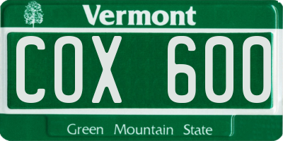 VT license plate COX600