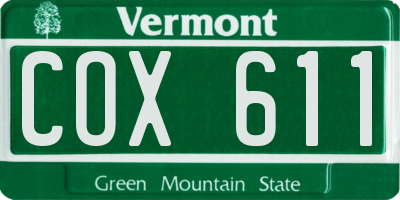 VT license plate COX611