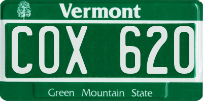 VT license plate COX620