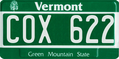 VT license plate COX622