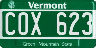 VT license plate COX623