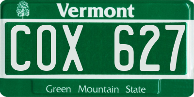 VT license plate COX627