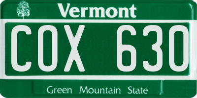 VT license plate COX630