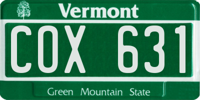 VT license plate COX631