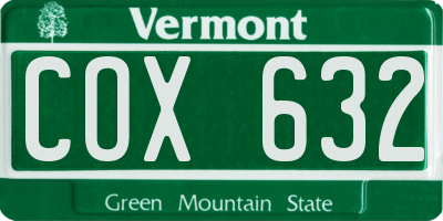 VT license plate COX632