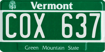 VT license plate COX637