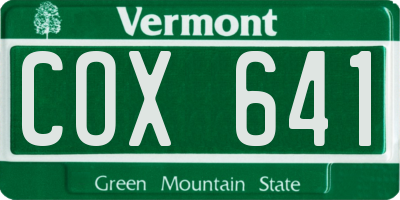 VT license plate COX641