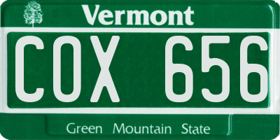 VT license plate COX656