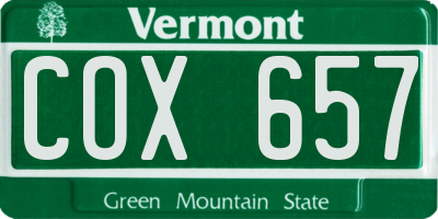 VT license plate COX657