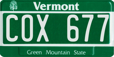 VT license plate COX677