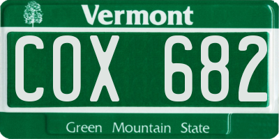 VT license plate COX682