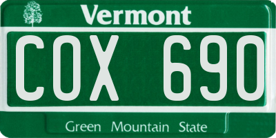 VT license plate COX690