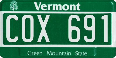 VT license plate COX691