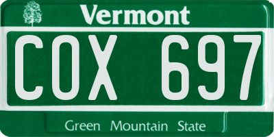 VT license plate COX697