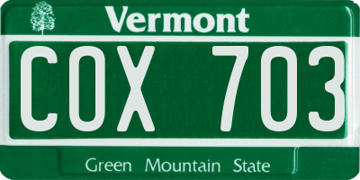 VT license plate COX703