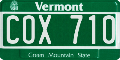 VT license plate COX710