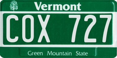 VT license plate COX727