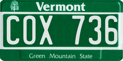 VT license plate COX736