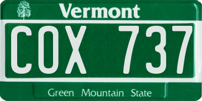 VT license plate COX737
