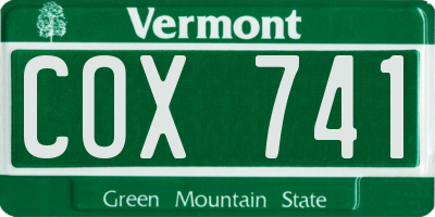 VT license plate COX741