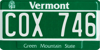 VT license plate COX746