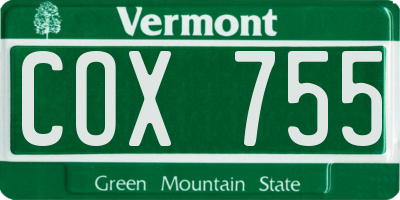 VT license plate COX755