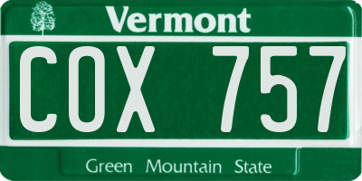 VT license plate COX757
