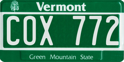 VT license plate COX772