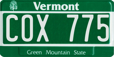 VT license plate COX775