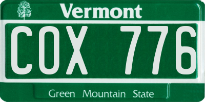 VT license plate COX776