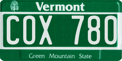 VT license plate COX780
