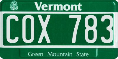 VT license plate COX783