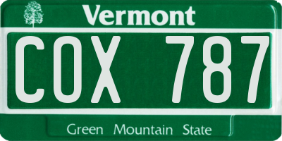 VT license plate COX787