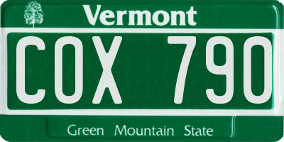 VT license plate COX790