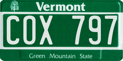 VT license plate COX797