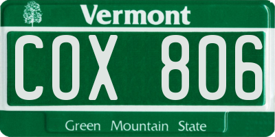 VT license plate COX806