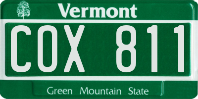 VT license plate COX811