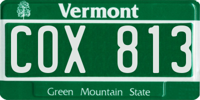 VT license plate COX813