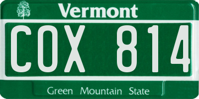 VT license plate COX814