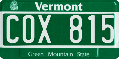 VT license plate COX815