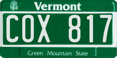 VT license plate COX817