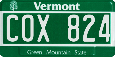 VT license plate COX824