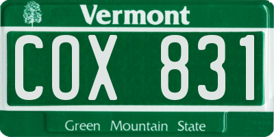 VT license plate COX831
