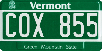 VT license plate COX855