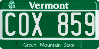 VT license plate COX859