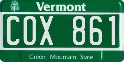 VT license plate COX861