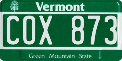 VT license plate COX873