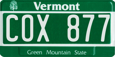 VT license plate COX877