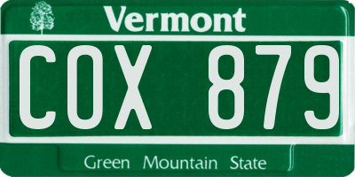 VT license plate COX879