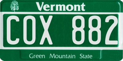 VT license plate COX882